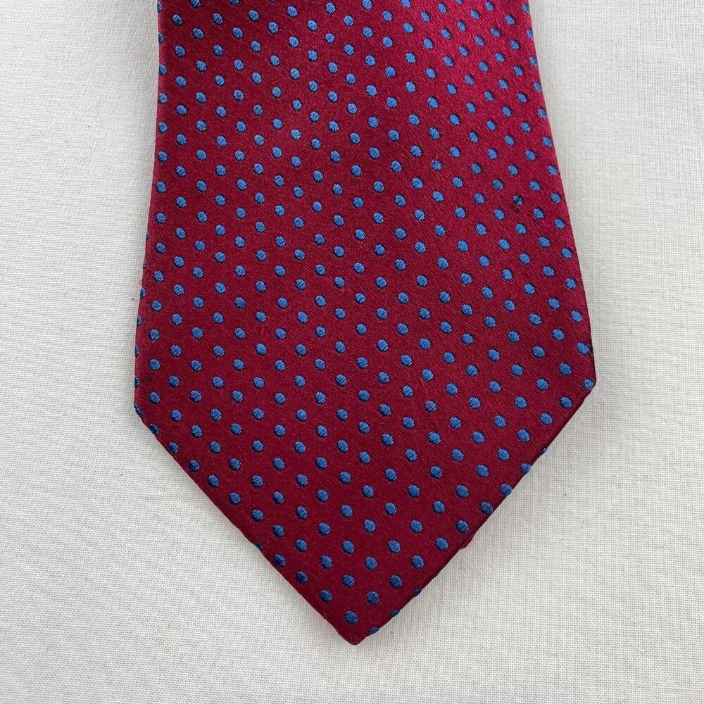 CHARVET Tie Silk Embroidered Polka Dot Necktie Burgundy France